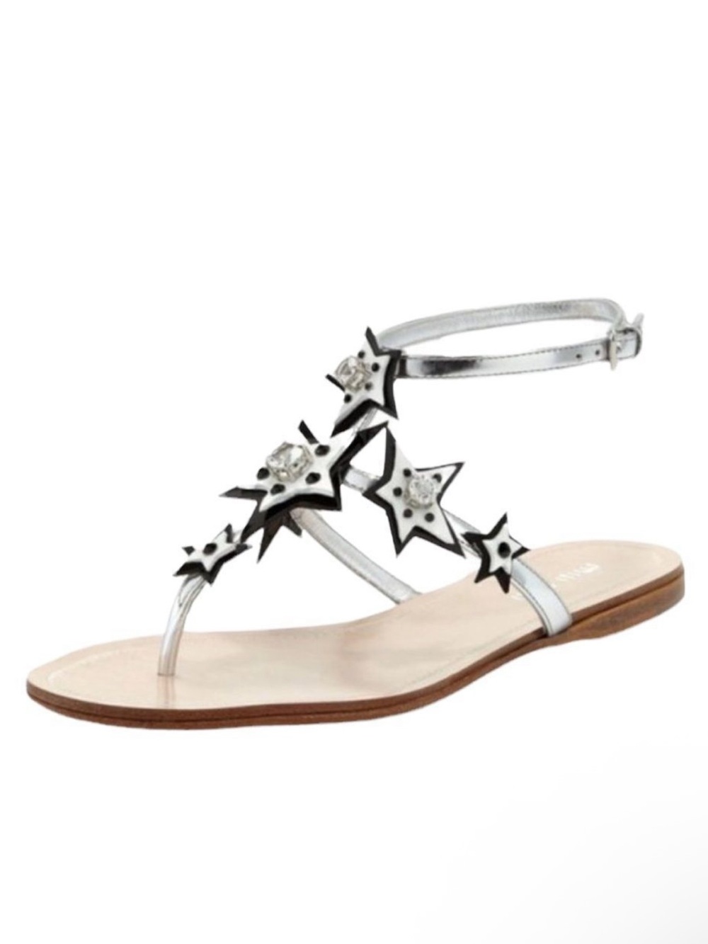 NWOB MIU MIU Stars Celestial Boho Ankle Wrap Leather Thong Sandals 39